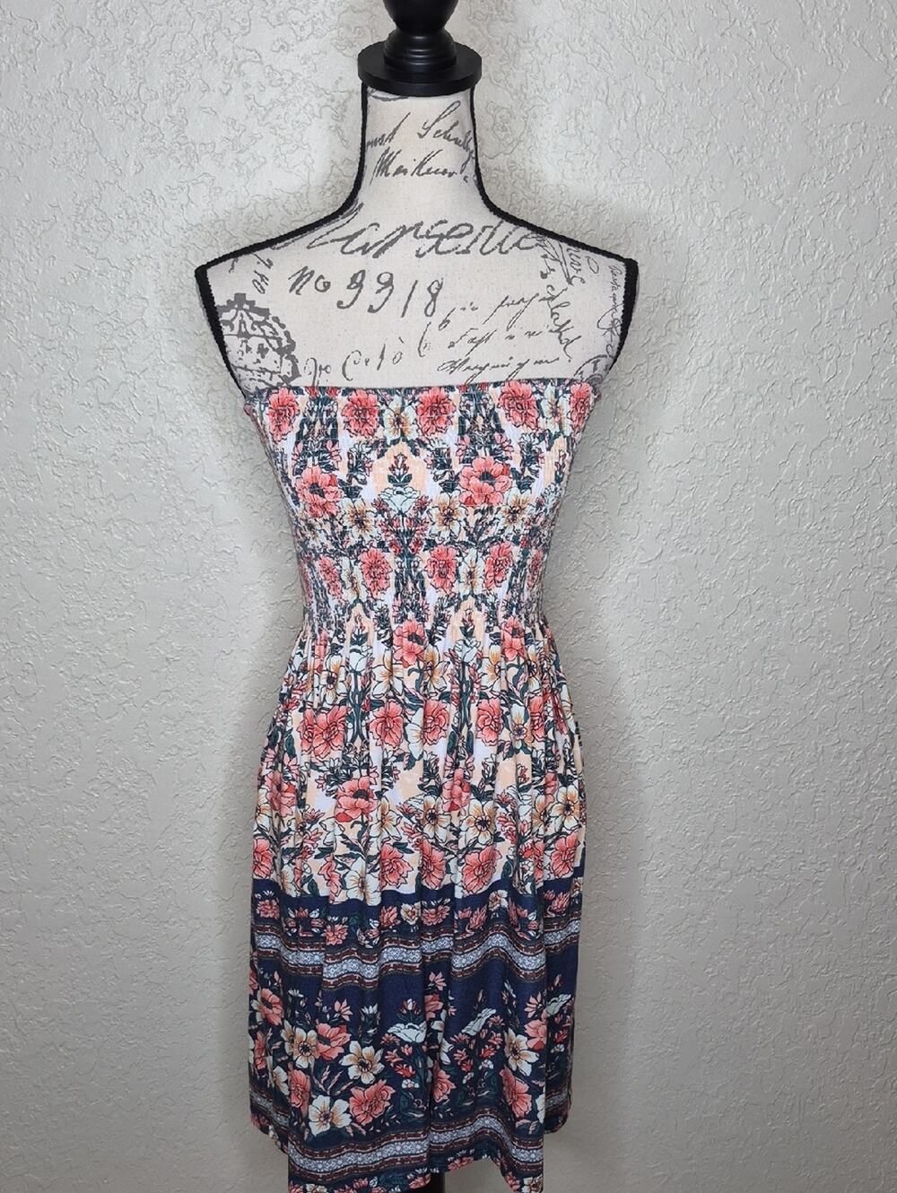 Multicolored Floral Strapless Dress